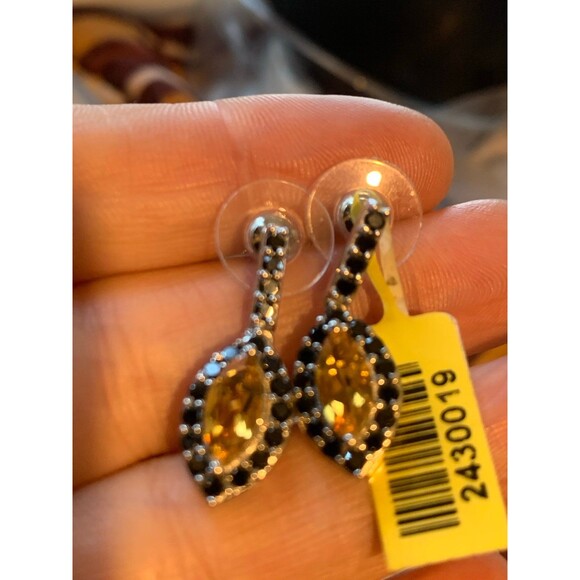 Sterling silver citrine and onyx (or black spinel) earrings NWT - Picture 5 of 9